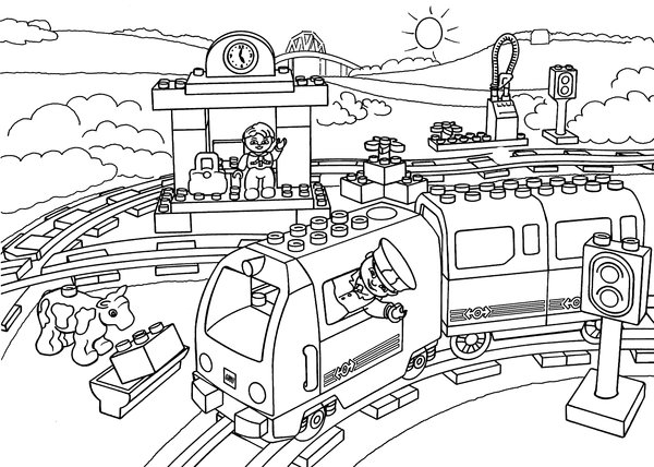 Lego Duplo Treinstation coloring page for children