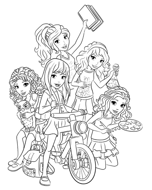 Lego Friends Meisjes Fiets coloring page for children