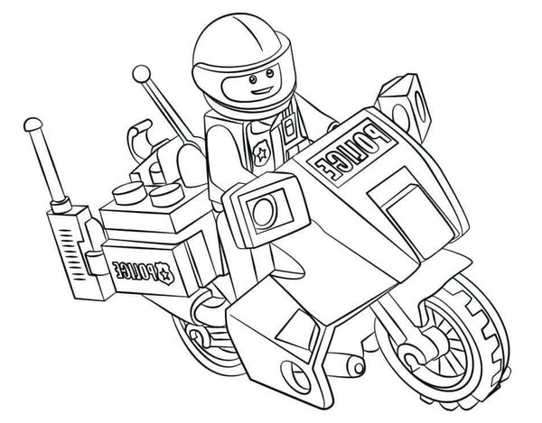 Lego Police A Moto coloring page for children
