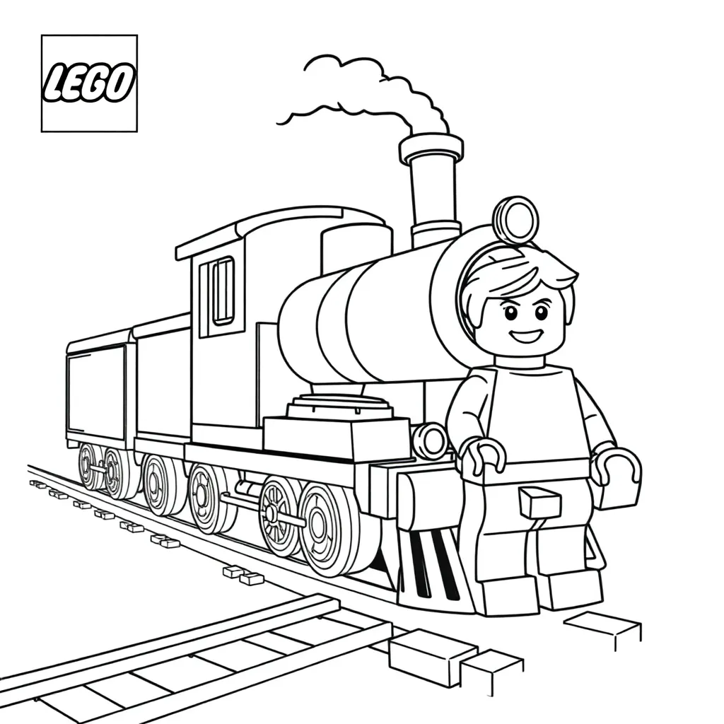 Lego Trein Stad Minifiguur Creatief coloring page for children