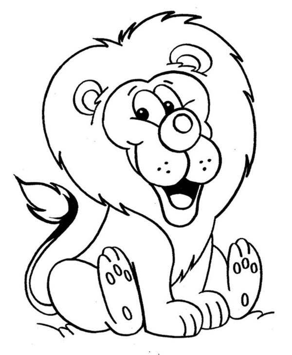 Leon De Dibujos Animados Feliz coloring page for children