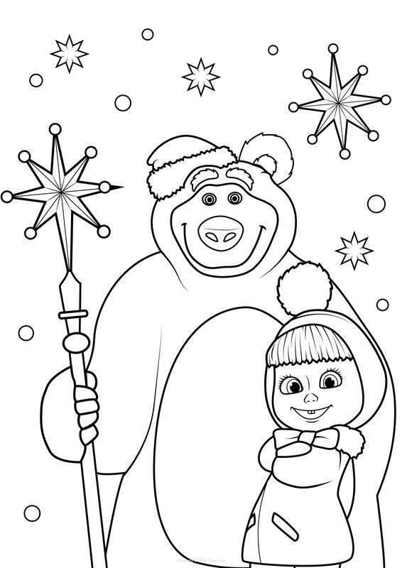 Les Etoiles De Masha Et De Lours coloring page for children