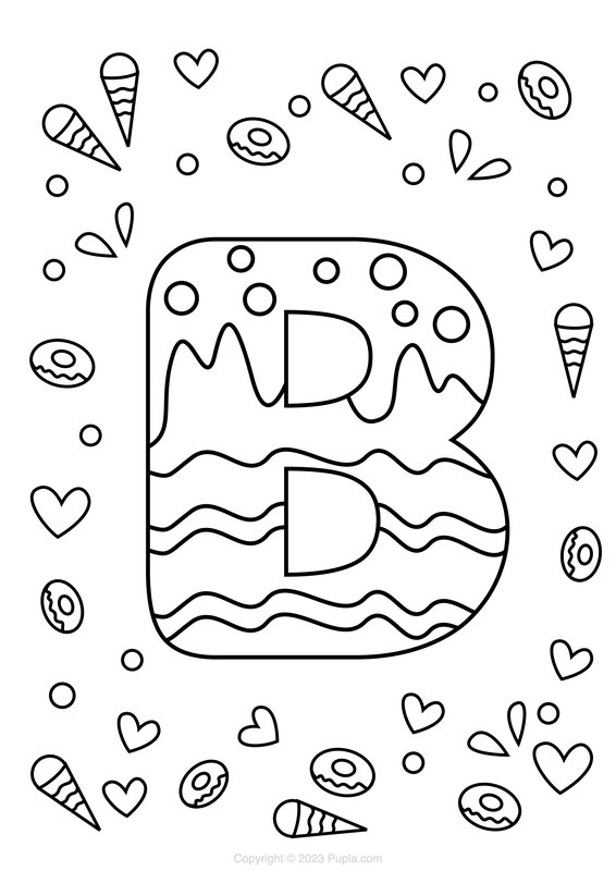 Letra B Estilo Helado coloring page for children