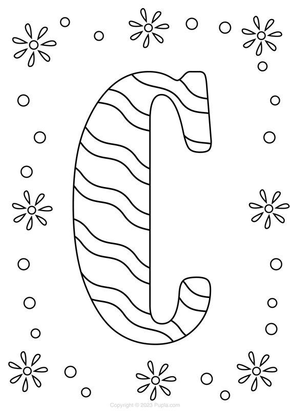 Letra C Con Dibujo Ondulado coloring page for children