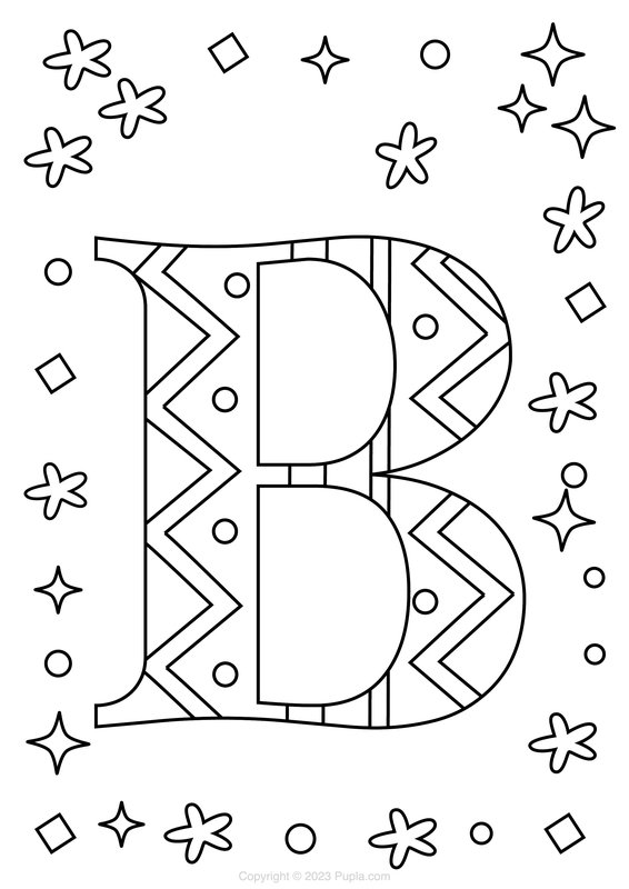 Letter B With A Pattern coloring page for children