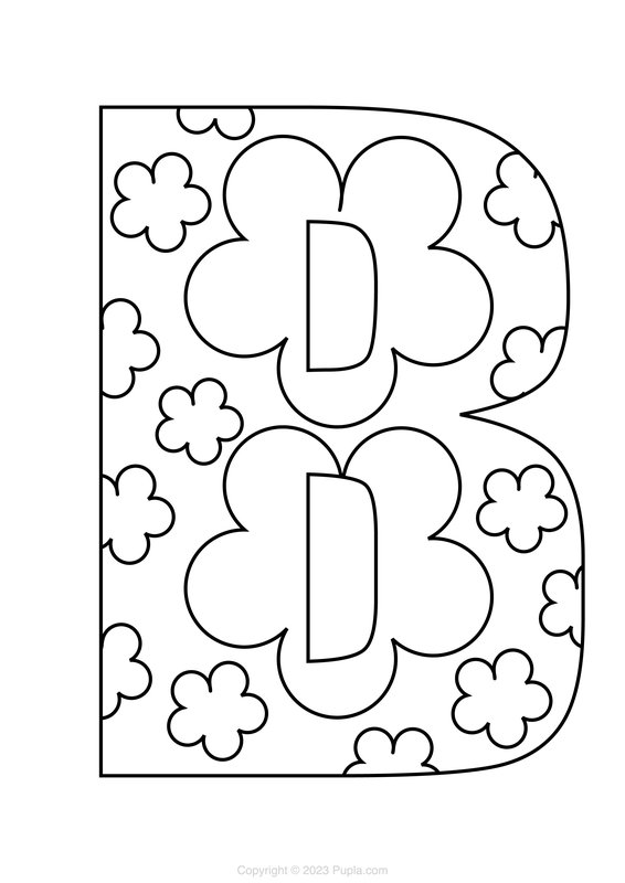 Lettre B Avec Nuages coloring page for children