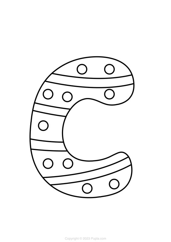 Lettre C Avec Cercles Et Lignes coloring page for children