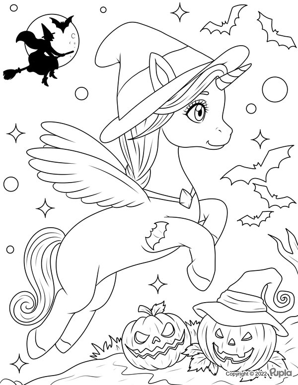 Licorne D Halloween coloring page for children