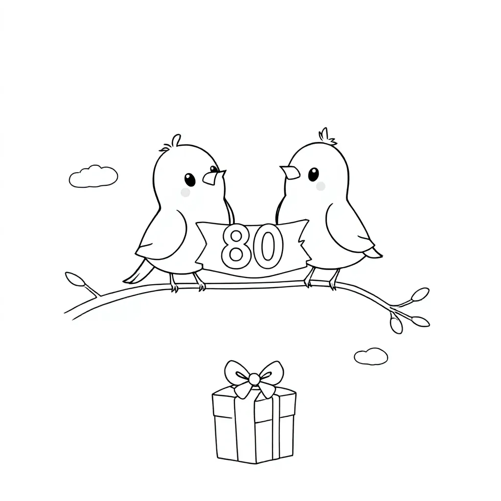 lieve vogeltjes 80 jaar coloring page for children