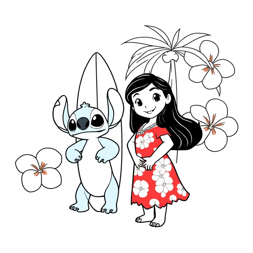 Lilo En Stitch coloring page for children