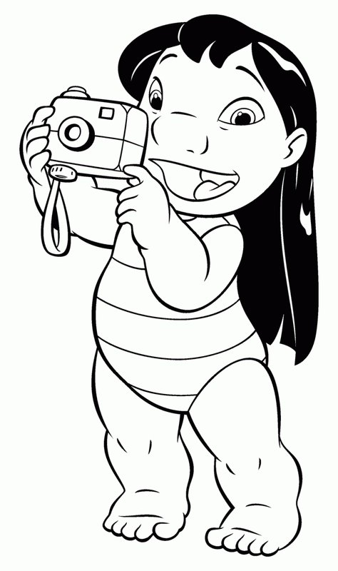 Lilo & Stitch beim Fotografieren coloring page for children