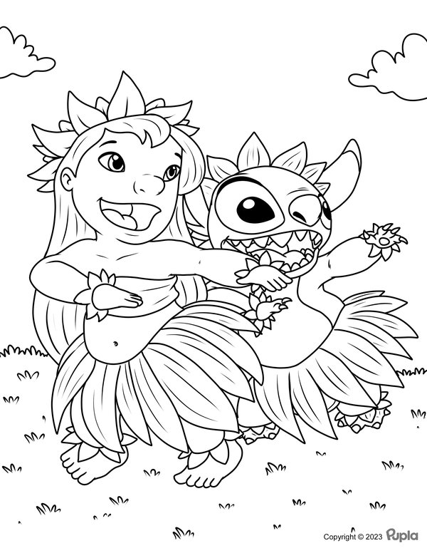 Lilo & Stitch Dansen coloring page for children