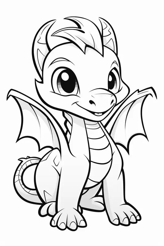 Lindo Dragon De Ojos Grandes coloring page for children