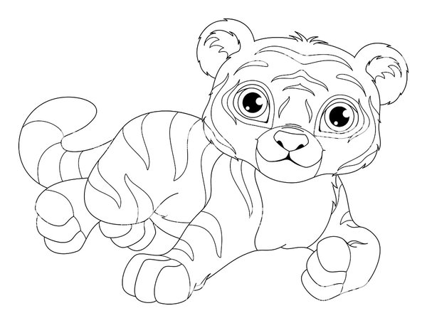 Lying Baby Tiger coloring page for children