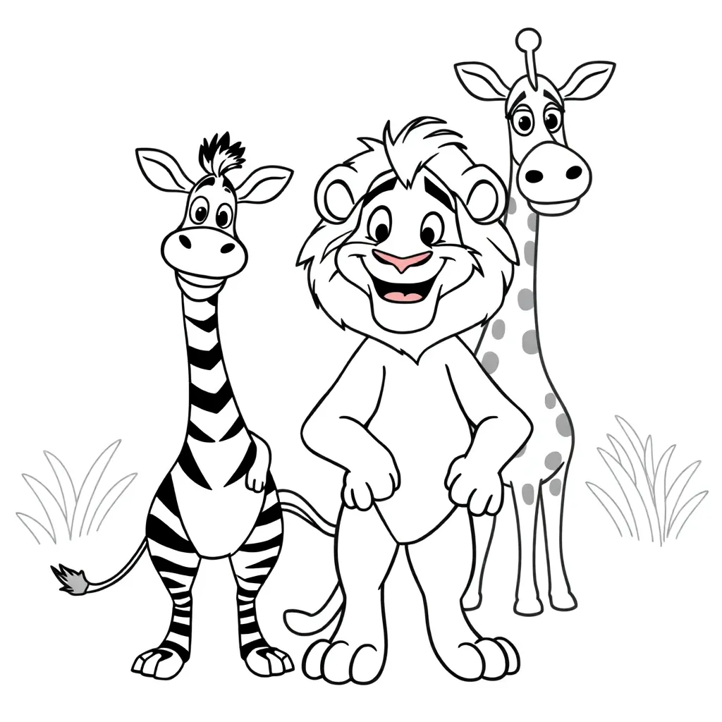 madagascar, dieren, safari, grappig, avontuur coloring page for children