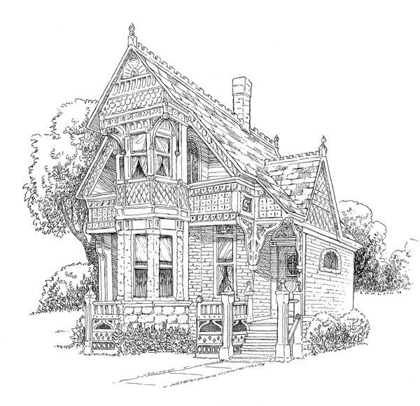 Maison Victorienne Detaillee coloring page for children