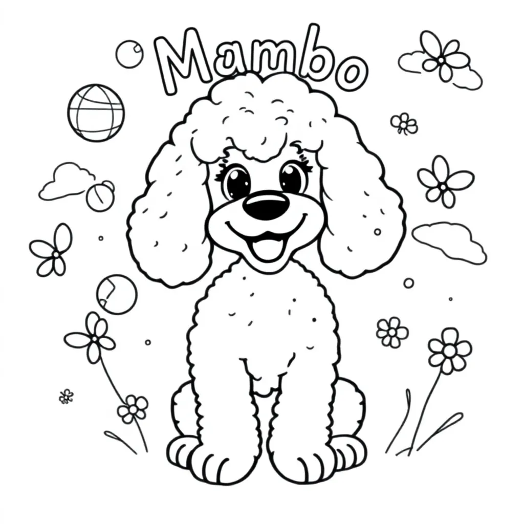 Mambo Poedel Hond coloring page for children