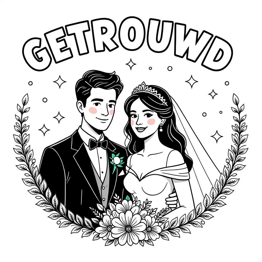 man met vrouw die getrouwd zijn coloring page for children