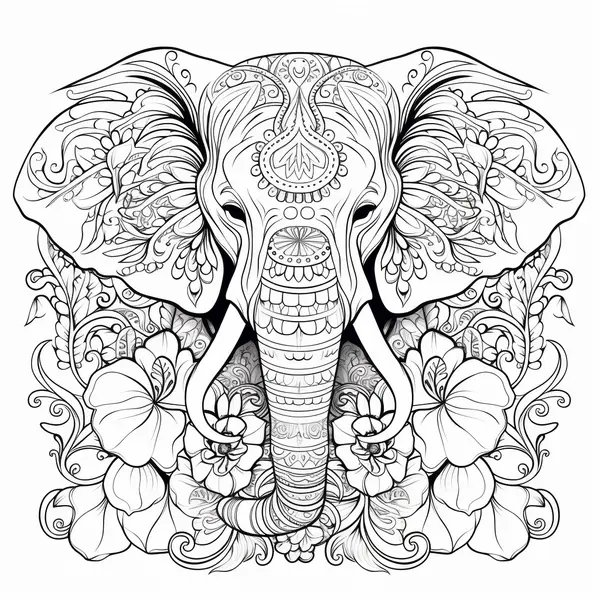 Mandala Cabeza de Elefante coloring page for children