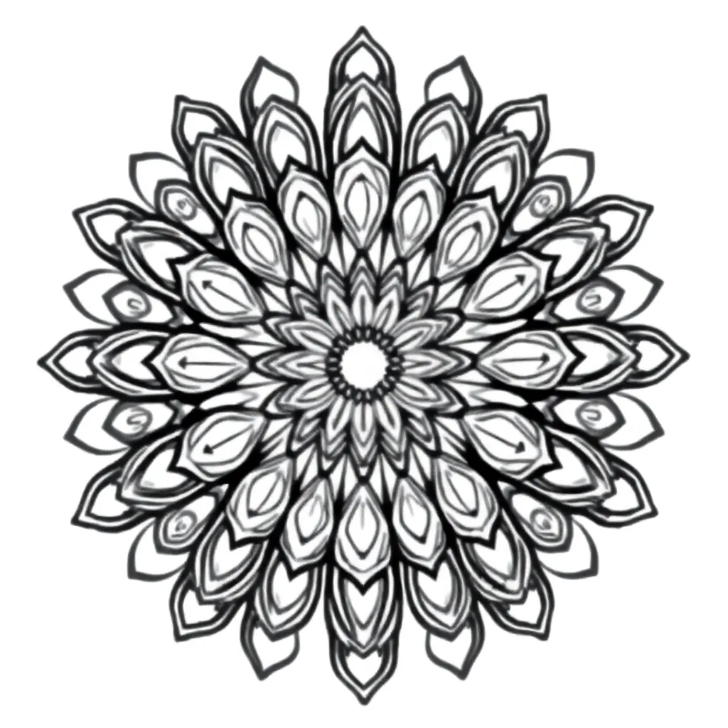 Plantilla de colorear Mandala Geométrica Simetría Arte de Relajación