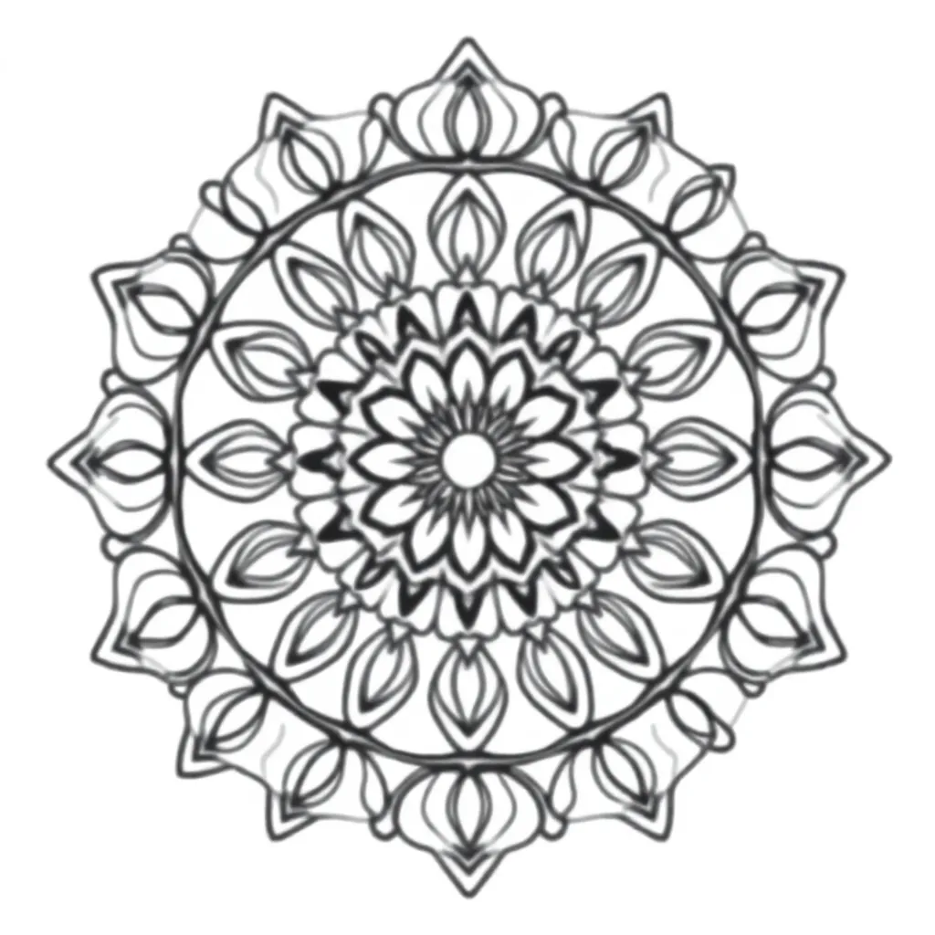 Plantilla de Coloreado Mandala Gratis Simétrica Meditativa Oriental Relajación Kl