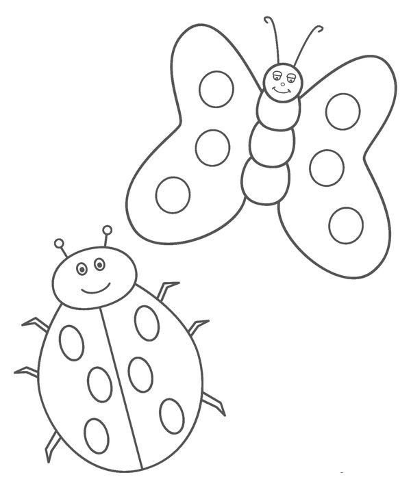 Marienkäfer und Schmetterling coloring page for children