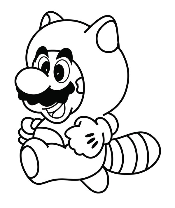 Mario A Tanooki coloring page for children