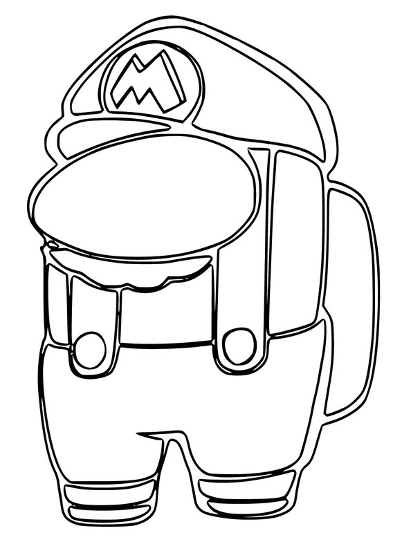 Mario Among Us coloring page for children