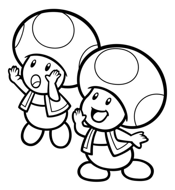 Mario Deux Crapauds coloring page for children