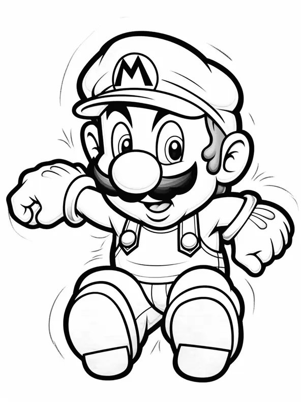 Mario Jumping coloring page for children