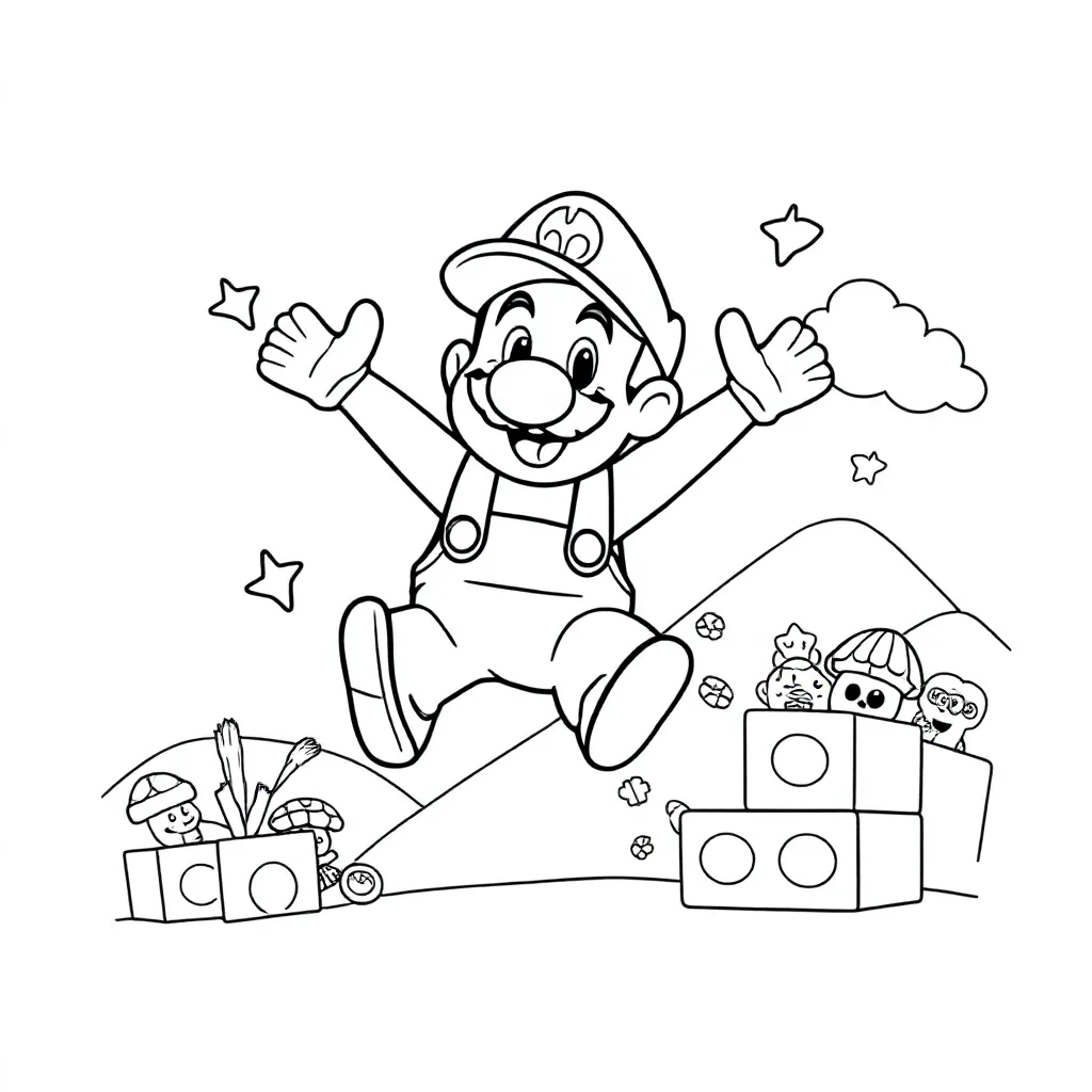 Mario coloring page for children