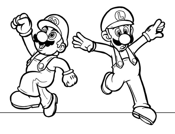 Mario Und Luigi coloring page for children