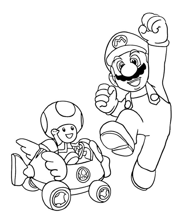 Mario y Toad coloring page for children