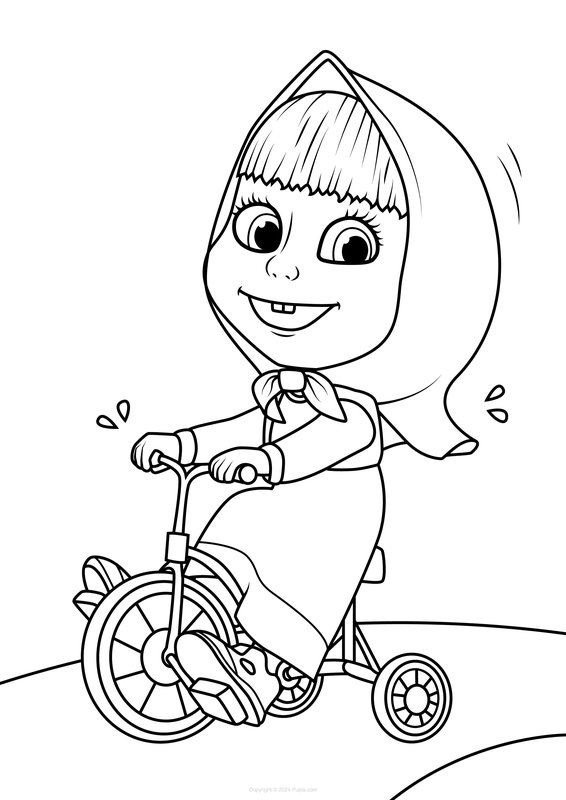 Mascha auf ihrem Fahrrad coloring page for children