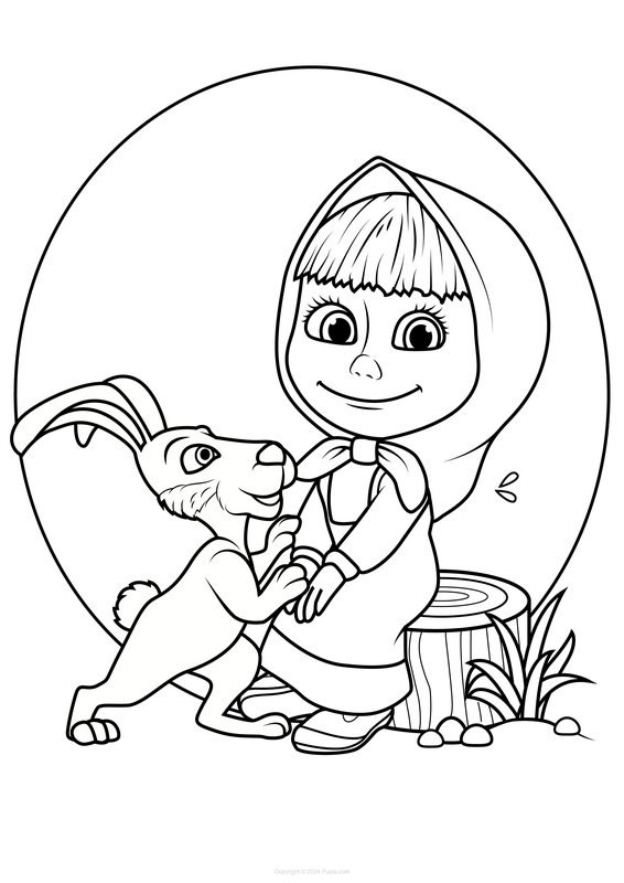 Masha y Liebre coloring page for children