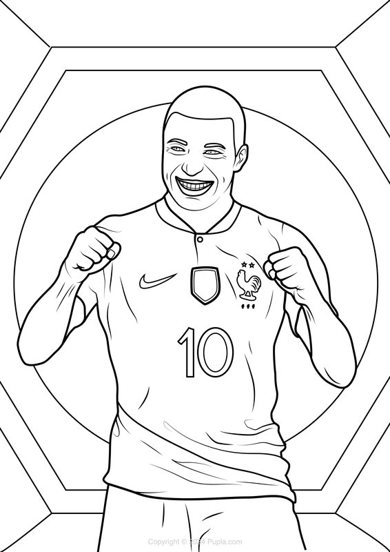 Mbappe Francia Celebración coloring page for children