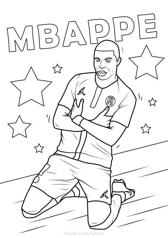 Mbappe-Knierutscher-Feier coloring page for children