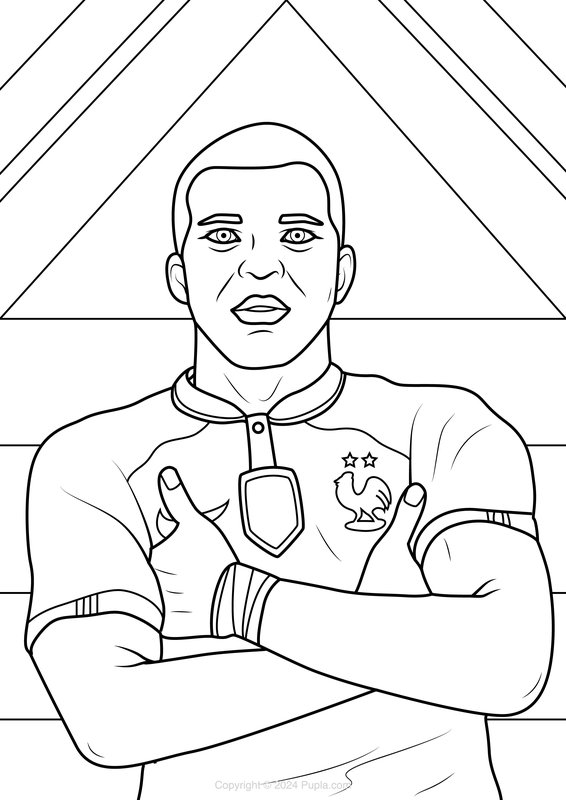 Mbappe mit gekreuzten Armen Feiern coloring page for children