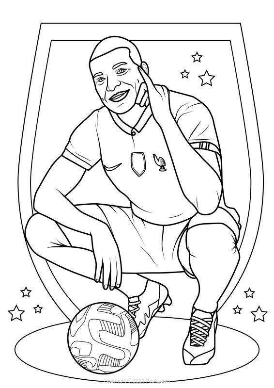 Mbappe Posant coloring page for children