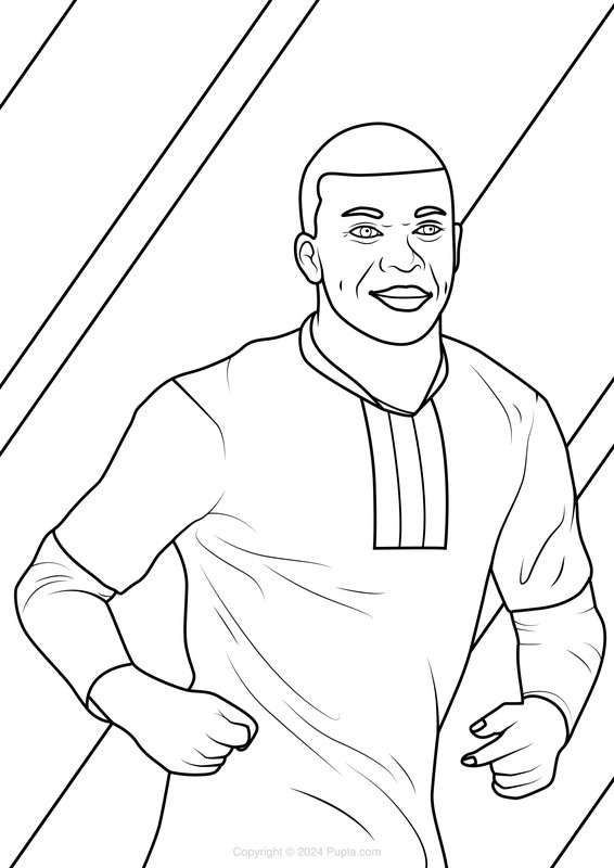 Mbappe rent coloring page for children
