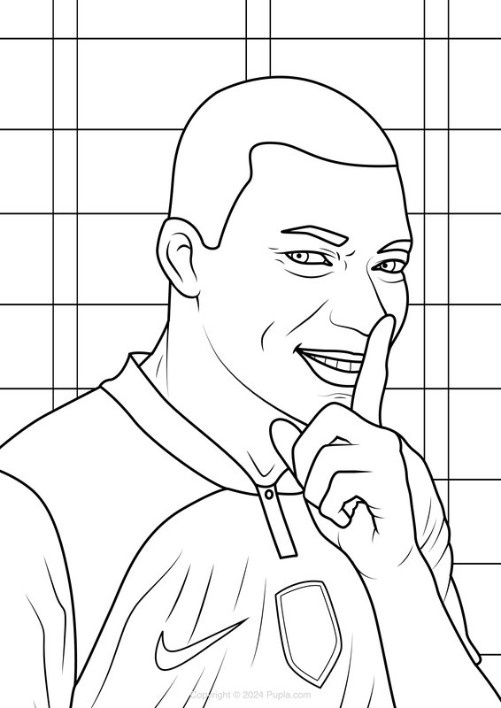 Mbappe sonríe coloring page for children