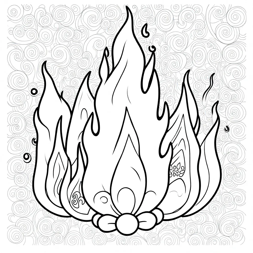 meerdere losse vlammen naast elkaar coloring page for children
