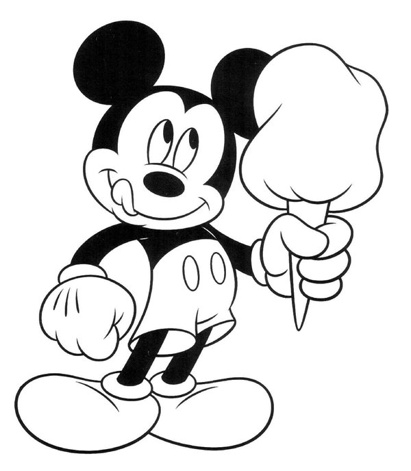 Mickey Mouse Eating Ice Cream coloring page for children