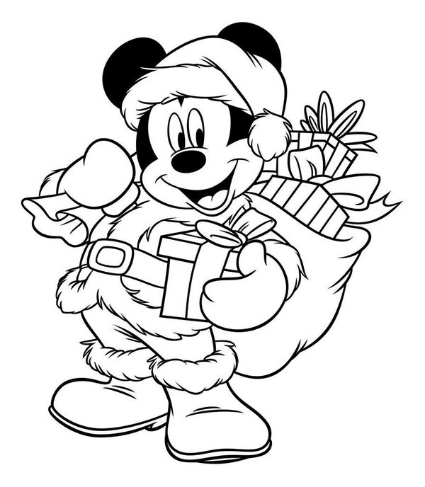 Mickey Mouse Kerstman coloring page for children
