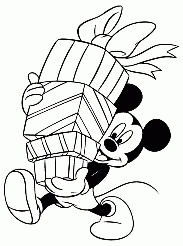 Mickey Mouse met Cadeautjes coloring page for children