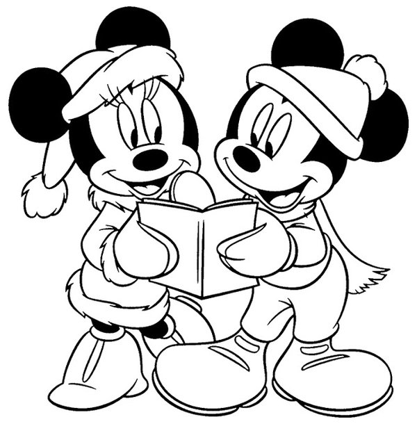 Mickey Mouse Minnie Lezen Boek Winter coloring page for children