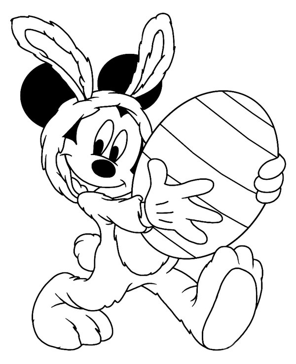 Mickey Mouse Portant L Oeuf De Paques coloring page for children
