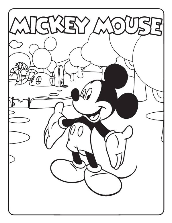 Mickey Mouse Vor Dem Clubhaus coloring page for children
