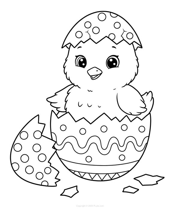 Mignon Poussin Sortant Dun Uf coloring page for children