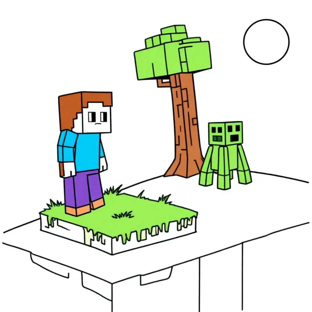 mine craft kleurplaat voor kinderen